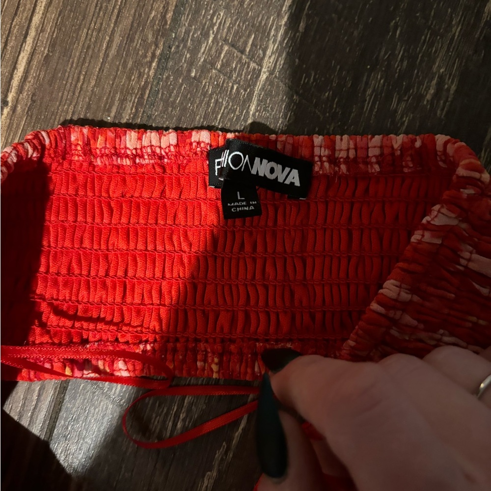 Fashion Nova romper, size L, red orange